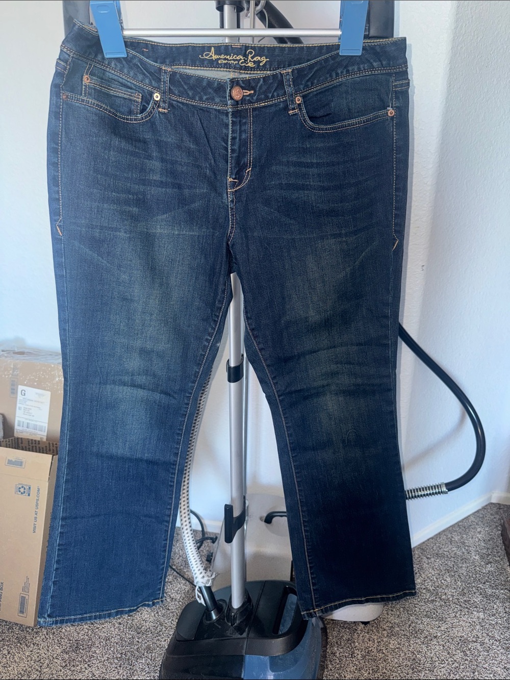 American Rag Dark Indigo Cropped Straight Jeans